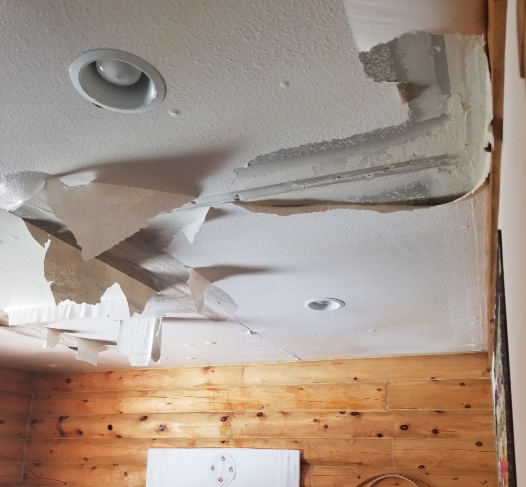 Water damage ceiling in home.